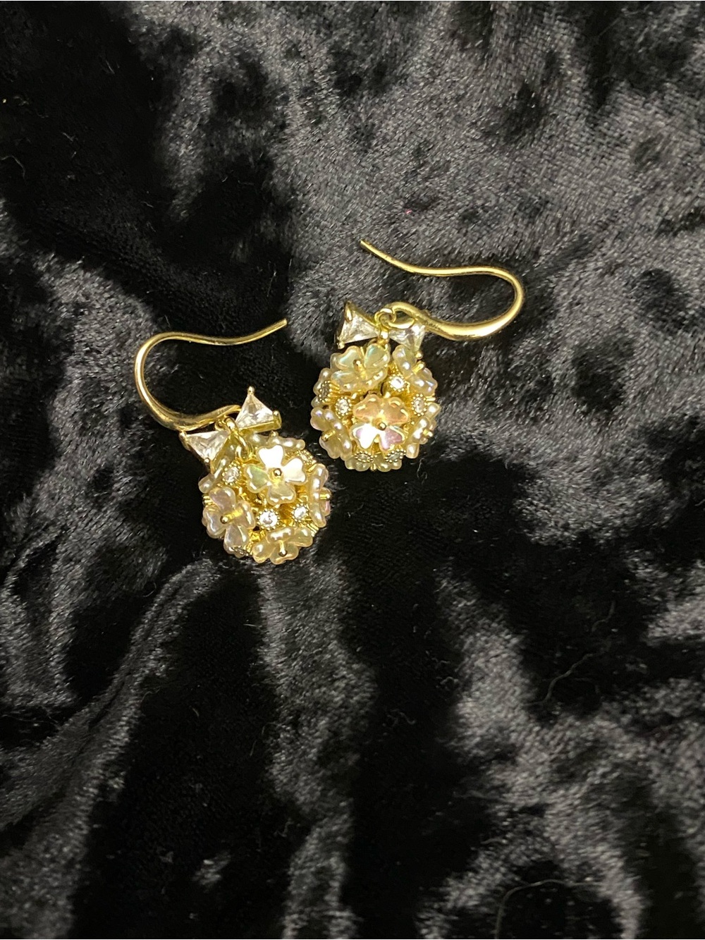 Gold plated Floral Cluster Drop Earrings Elegant Women’s Jewelry